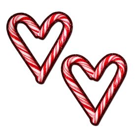 Pastease Peek A Boob Candy Cane Heart Pasties Red/White