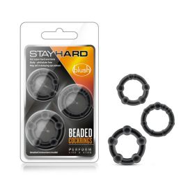 Stay Hard Beaded Cockrings 3 Piece Set Black
