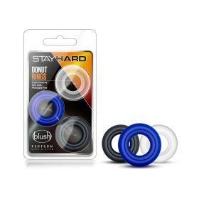 Stay Hard Donut Rings 3 Piece Cockring Set Assorted Colors