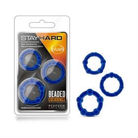 Stay Hard Beaded Cockrings 3 Piece Set Blue
