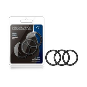 Performance VS1 Pure Premium Silicone Cockrings 3 Pack Medium Black