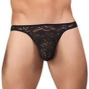 Male Power Stretch Lace Bong Thong Black