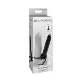 Anal Fantasy Collection Double Trouble 6 in. Dual Entry Strap On Dildo Black