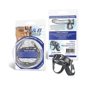 Blue Line C&B Gear V style Cock Ring with Ball Divider