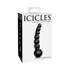 Icicles No. 66 Curved Beaded 4.75 in. Glass Dildo Black