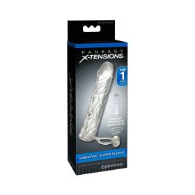 Fantasy X tensions Vibrating Super Sleeve 1 in. Extension With Ball Strap Clear