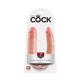 King Cock Double Trouble Large 7 in. Realistic Dual Ended Dildo Beige