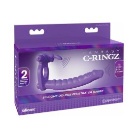 Fantasy C Ringz Double Penetrator Vibrating Rabbit Dual Entry Cockring Purple
