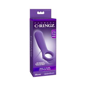 Fantasy C Ringz Remote Controlled Vibrating Ride N Glide Couples Ring Purple