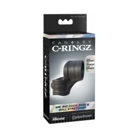 Fantasy C Ringz Mr. Big Cock Ring & Ball Stretcher Silicone Sling Black