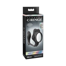 Fantasy C Ringz Rock Hard Ass Gasm Vibrating Silicone Cockring With Anal Plug Black