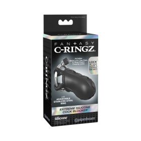 Fantasy C Ringz Extreme Silicone Cock Blocker Locking Chastity Cage Black