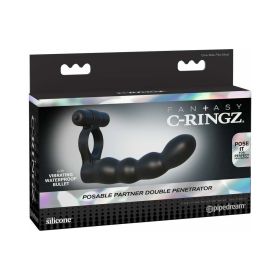 Fantasy C Ringz Posable Partner Double Penetrator Vibrating Cockring Black