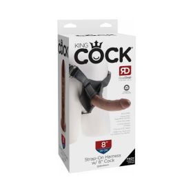 King Cock Strap On Harness With 8 in. Cock Brown