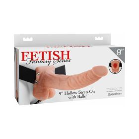 Fetish Fantasy Series 9 in. Hollow Strap On with Balls Light/Black