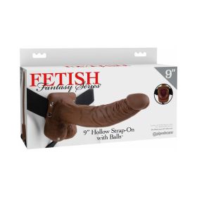 Fetish Fantasy Series 9 in. Hollow Strap On with Balls Brown/Black