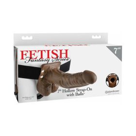 Fetish Fantasy Series 7 in. Hollow Strap On with Balls Brown/Black
