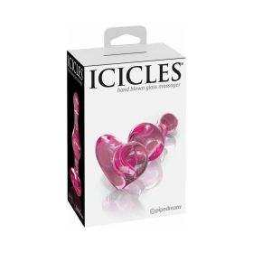 Icicles No. 75 Beaded Glass Massager With Heart Shaped Base Pink