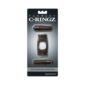 Fantasy C Ringz Duo Vibrating Super Ring With Dual Bullets Black