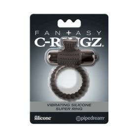 Fantasy C Ringz Vibrating Silicone Super Ring With Bullet Black