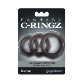 Fantasy C Ringz Silicone Designer Stamina 3 Piece Cockring Set Black