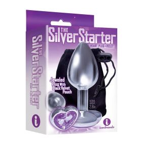 The 9''s  The Silver Starter  Bejeweled Heart Stainless Steel Plug  Violet