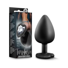 Temptasia Bling Anal Plug with Heart Shaped Gem Base Large Black