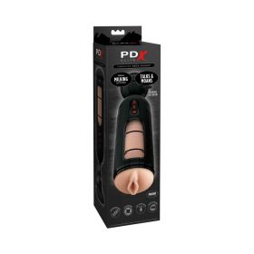 PDX Elite Vibrating Mega Milker Rechargeable Stroker With Hands Free Suction Cup Beige/Black