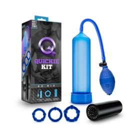 Quickie Kit Go Big Pump  Stroker & 3 Piece Cockring Set Blue