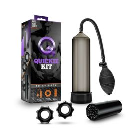 Quickie Kit Thick Cock Pump  Stroker & 2 Piece Cockring Set Black