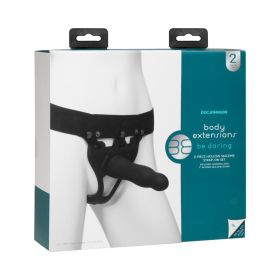 Be Daring Body Extensions Hollow Slim Dong Strap On 2 Piece Set Black