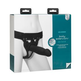 Be Bold Body Extensions Hollow Bulbed Strap On 2 Piece Set Black