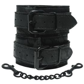 Sincerely  Sportsheets Lace Adjustable Wrist Cuffs with Removable Chain Black