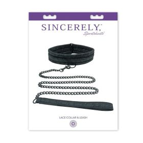 Sincerely  Sportsheets Lace Adjustable Collar & Leash Black