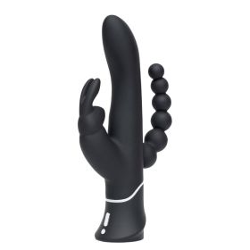 Happy Rabbit Triple Rechargeable Silicone Dual Entry Rabbit Vibrator Black