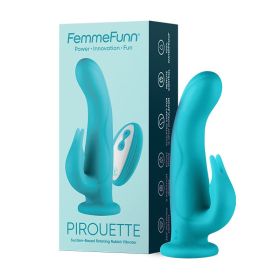 FemmeFunn Pirouette 8 in. Dual Stimulation Rotating Vibrating Dildo Turquoise