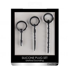 Ouch! Urethral Sounding 3 Piece Silicone Plug Set Black