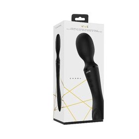 VIVE ENORA Rechargeable Dual Ended Silicone Pulse Wave G Spot & Wand Vibrator Black