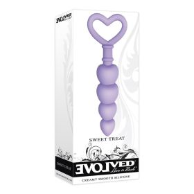 Evolved Sweet Treat Heart Shaped Beaded Silicone Anal Plug Light Purple