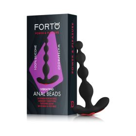 Forto Vibrating Anal Beads Rechargeable Silicone Plug Black
