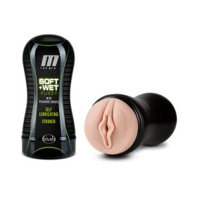 M for Men Soft + Wet Pussy with Pleasure Ridges Self Lubricating Vagina Stroker Beige