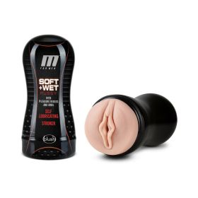 M for Men Soft + Wet Pussy with Pleasure Ridges & Orbs Self Lubricating Vagina Stroker Beige