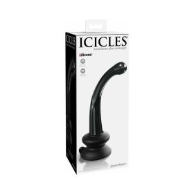 Icicles No. 87 Curved Glass G Spot Massager With Suction Cup Black
