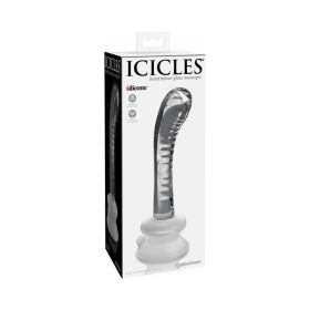 Icicles No. 88 Curved Glass G Spot Massager With Suction Cup Clear