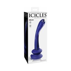 Icicles No. 89 Curved Glass G Spot Massager With Suction Cup Blue