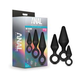 Anal Adventures Platinum Silicone 3 Piece Loop Plug Kit Black