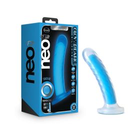 Neo Elite Glow in the Dark Tao 7 in. Dual Density Dildo Neon Blue