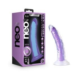 Neo Elite Glow in the Dark Light 7 in. Silicone Dual Density Dildo Neon Purple