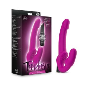 Temptasia Estella 9.5 in. Silicone Strapless Strap On Dildo with Bullet Vibrator Pink
