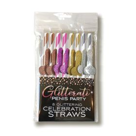 Glitterati Penis Party Cocktail Celebration Straws 8 Pack